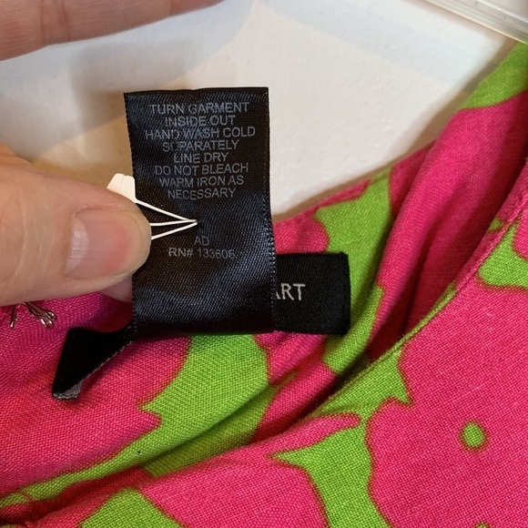 Ashley Stewart, hot pink and lime green linen Hawaiian print dress, Size 20 - Picture 6 of 6